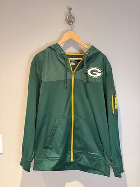 Green Bay Packers Therma-Base Full Zip Hoodie – Men’s Green/Yellow Size Large